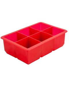 Ice Cube Mould - 2 Inch Cubes - 6 Section - Red Silicone