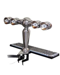 4 Way Chrome Parisienne Clamp-on Dispense Font (Refurb) - 3/16" Pipe - Round Illumation - No Taps