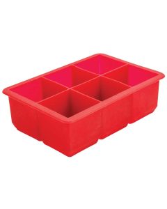 Ice Cube Mould - 2 Inch Cubes - 6 Section - Red Silicone