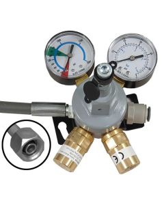 UK Safety Standard - Beer CO2 Primary Gas Bottle Regulator (Wall Mount) with 2 Gauges