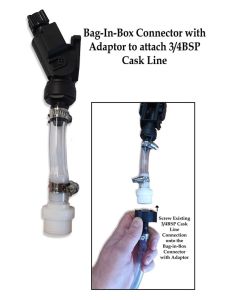 Bag-in-Box Connector with Adaptor for Existing 3/4BSP Cask Line Connection