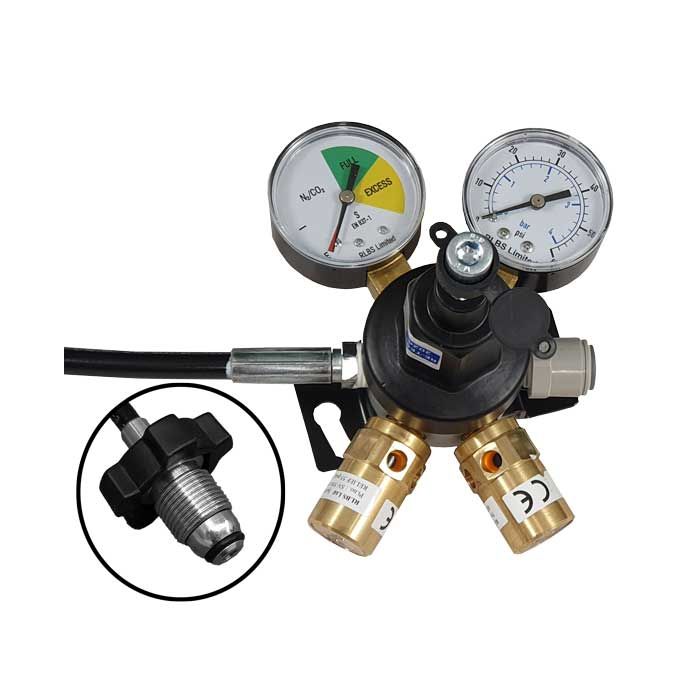 TECFLO SECONDARY CO2/MIXED GAS REGULATOR WITH J/GUEST FITTING 