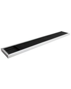 Bar Mat - Deluxe Black Rubber With Stainless Steel Trim 608mm x 100mm