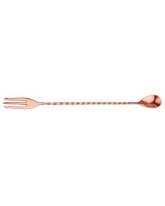 Cocktail Spoon With Fork - Copper Plated - Mezclar 
