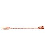 Cocktail Spoon With Fork - Copper Plated - Mezclar 